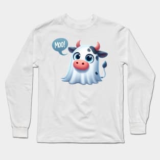 Cute Cow Ghost Long Sleeve T-Shirt